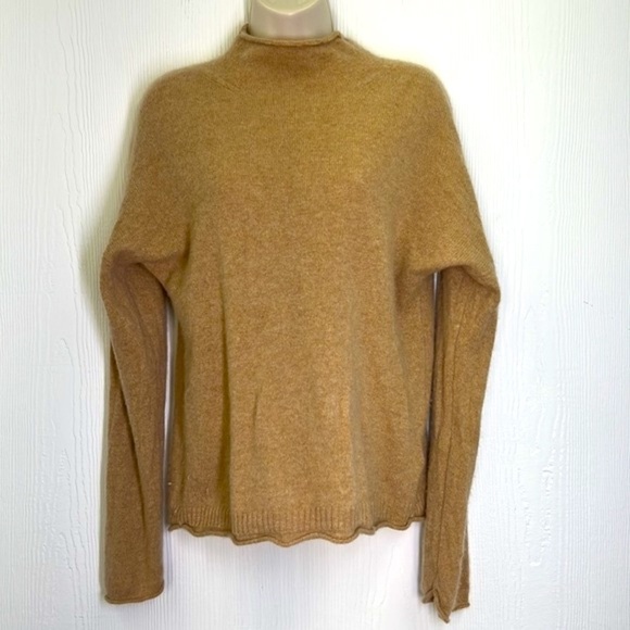 J. Crew - Tan Mock-neck 100 Percent Cashmere Long Sleeve Soft Sweater Size Sm - Picture 2 of 11